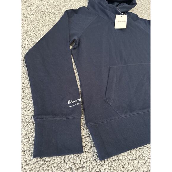 Trimark Sz M Edward Jones Fleece Pullover Hoodie Kangaroo Pocket Thumb Hole Blue - Picture 2 of 14